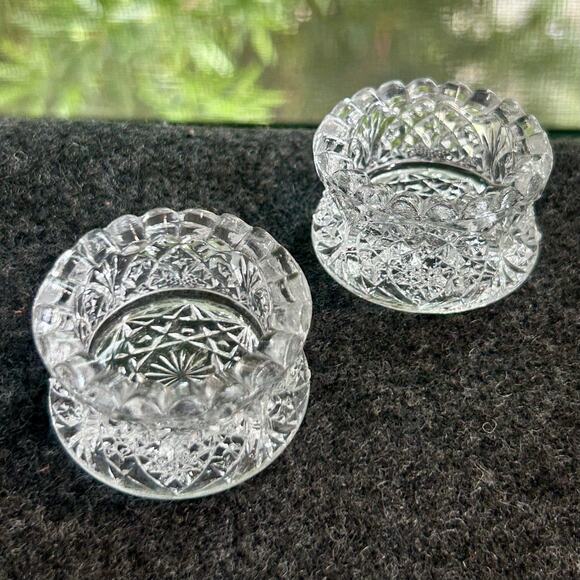 Pair of Vintage Pressed Glass Taper Candle Holders - Picture 3 of 10
